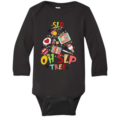 Speech Therapy Christmas Speech Language Pathologist Slp Ccc Baby Long Sleeve Bodysuit