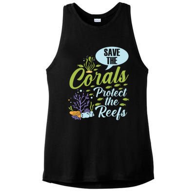 Save The Corals Protect The Reefs Marine Biologist Costume Gift Ladies PosiCharge Tri-Blend Wicking Tank