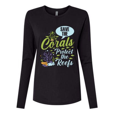 Save The Corals Protect The Reefs Marine Biologist Costume Gift Womens Cotton Relaxed Long Sleeve T-Shirt