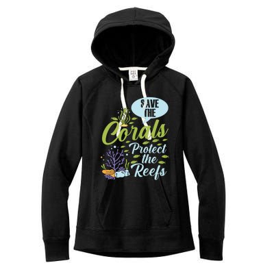 Save The Corals Protect The Reefs Marine Biologist Costume Gift Women's Fleece Hoodie