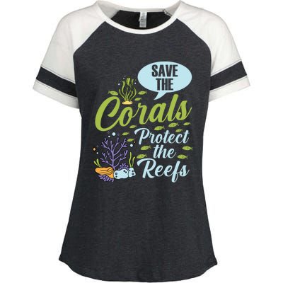 Save The Corals Protect The Reefs Marine Biologist Costume Gift Enza Ladies Jersey Colorblock Tee