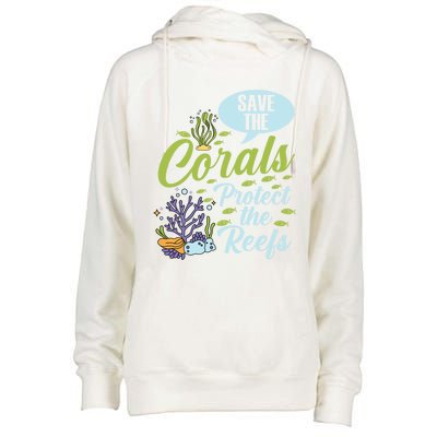 Save The Corals Protect The Reefs Marine Biologist Costume Gift Womens Funnel Neck Pullover Hood