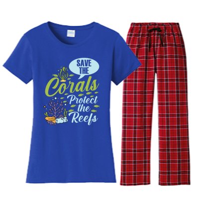 Save The Corals Protect The Reefs Marine Biologist Costume Gift Women's Flannel Pajama Set