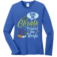 Save The Corals Protect The Reefs Marine Biologist Costume Gift Ladies Long Sleeve Shirt