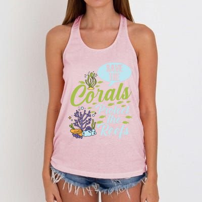 Save The Corals Protect The Reefs Marine Biologist Costume Gift Women's Knotted Racerback Tank