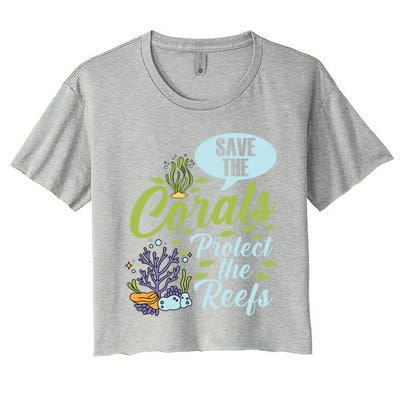 Save The Corals Protect The Reefs Marine Biologist Costume Gift Women's Crop Top Tee