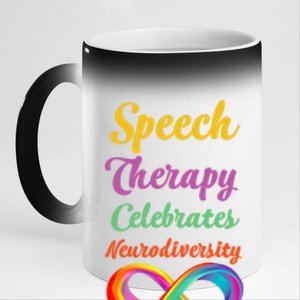 Speech Therapy Celebrates Neurodiversity Acceptance Autism Gift 11oz Black Color Changing Mug