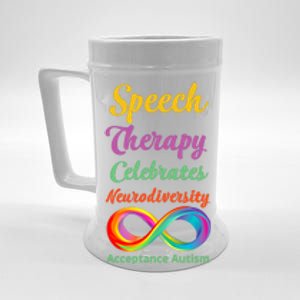 Speech Therapy Celebrates Neurodiversity Acceptance Autism Gift Beer Stein