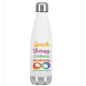 Speech Therapy Celebrates Neurodiversity Acceptance Autism Gift Stainless Steel Insulated Water Bottle