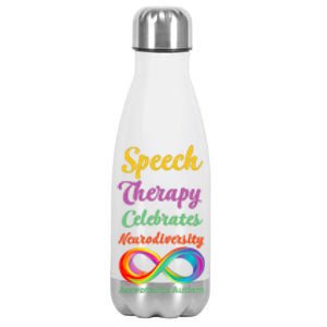 Speech Therapy Celebrates Neurodiversity Acceptance Autism Gift Stainless Steel Insulated Water Bottle