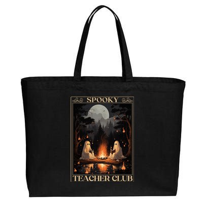 Spooky Teacher Club Halloween Ghost Reading Book Tarot Meaningful Gift Cotton Canvas Jumbo Tote