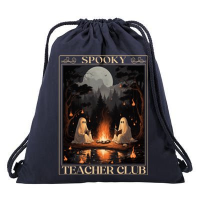 Spooky Teacher Club Halloween Ghost Reading Book Tarot Meaningful Gift Drawstring Bag