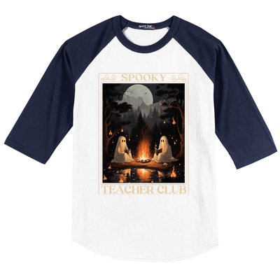 Spooky Teacher Club Halloween Ghost Reading Book Tarot Meaningful Gift Baseball Sleeve Shirt