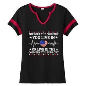 Support The Country You Live In The Country You Support Usa Ladies Halftime Notch Neck Tee