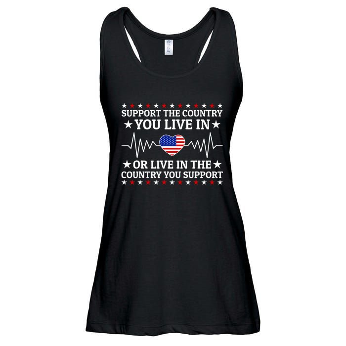 Support The Country You Live In The Country You Support Usa Ladies Essential Flowy Tank