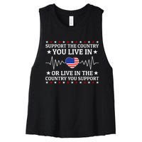 Support The Country You Live In The Country You Support Usa Women's Racerback Cropped Tank