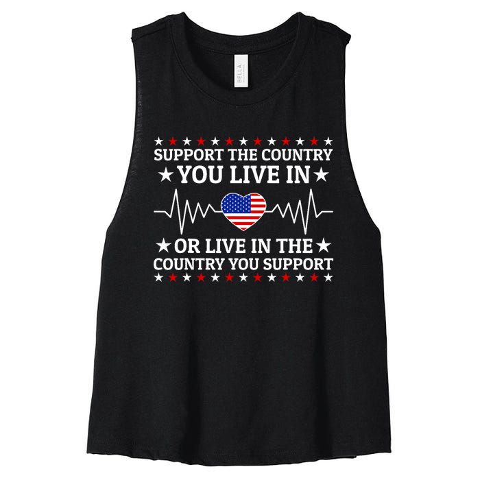 Support The Country You Live In The Country You Support Usa Women's Racerback Cropped Tank