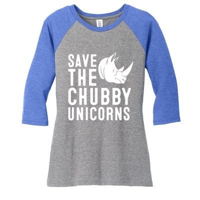 Save The Chubby Unicorns Gift Women's Tri-Blend 3/4-Sleeve Raglan Shirt