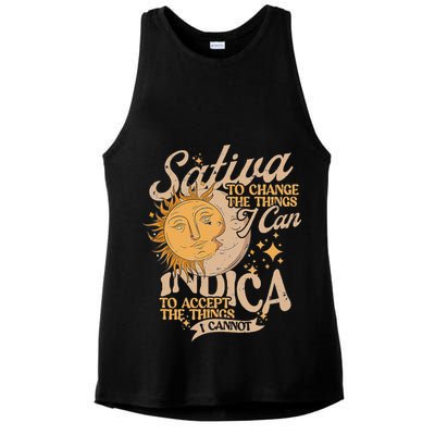 Sativa To Change The Things I Can Indica Positivity Ladies PosiCharge Tri-Blend Wicking Tank