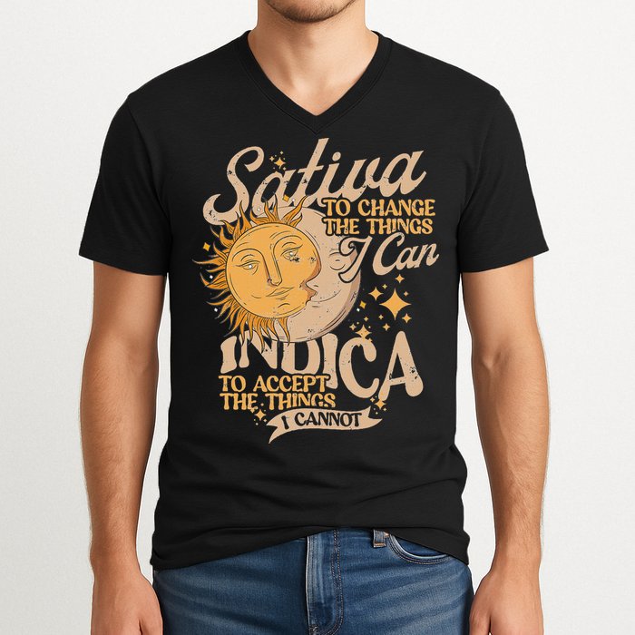 Sativa To Change The Things I Can Indica Positivity V-Neck T-Shirt