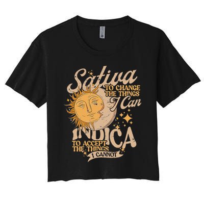Sativa To Change The Things I Can Indica Positivity Women's Crop Top Tee