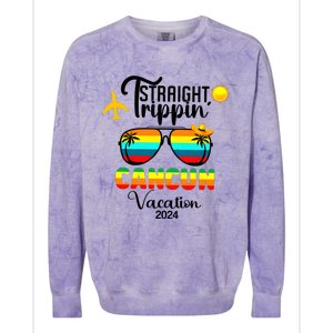 Straight Trippin Cancun Vacation 2024 Colorblast Crewneck Sweatshirt