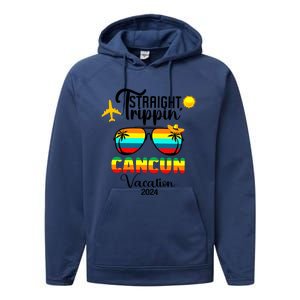 Straight Trippin Cancun Vacation 2024 Performance Fleece Hoodie