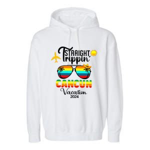 Straight Trippin Cancun Vacation 2024 Garment-Dyed Fleece Hoodie