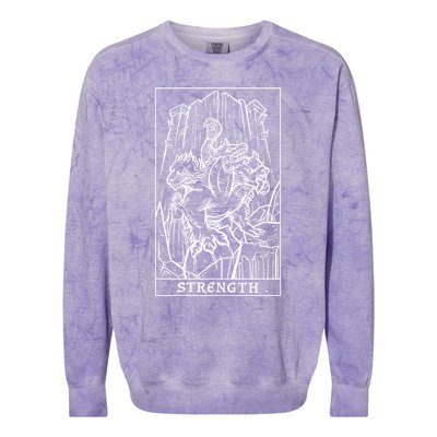 Strength Tarot Card Greek Mythology Halloween Cerberus Witch Gift Colorblast Crewneck Sweatshirt