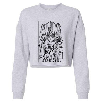 Strength Tarot Card Greek Mythology Halloween Cerberus Witch Gift Cropped Pullover Crew