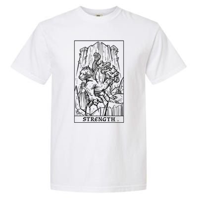 Strength Tarot Card Greek Mythology Halloween Cerberus Witch Gift Garment-Dyed Heavyweight T-Shirt