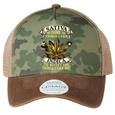 Sativa To Change The Things I Can Indica Cannabis Weed Leaf Legacy Tie Dye Trucker Hat