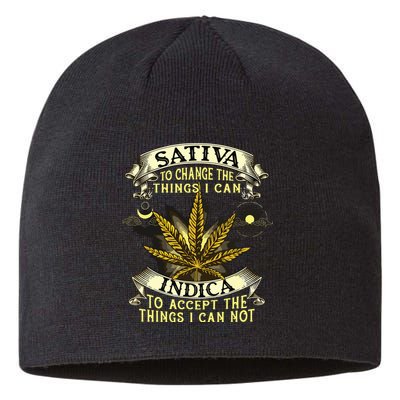 Sativa To Change The Things I Can Indica Cannabis Weed Leaf Sustainable Beanie