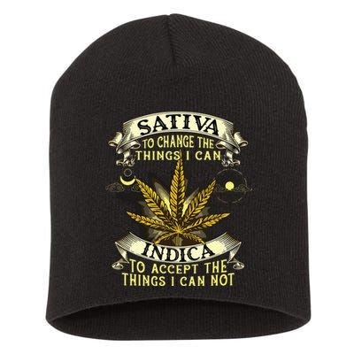 Sativa To Change The Things I Can Indica Cannabis Weed Leaf Short Acrylic Beanie