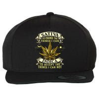Sativa To Change The Things I Can Indica Cannabis Weed Leaf Wool Snapback Cap