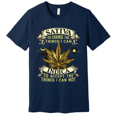 Sativa To Change The Things I Can Indica Cannabis Weed Leaf Premium T-Shirt