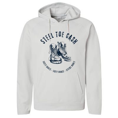 Steel Toe Cash Blue Collar American Workers Performance Fleece Hoodie