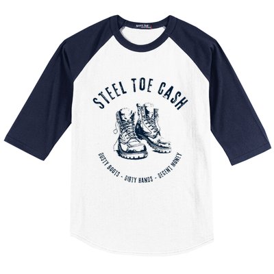 Steel Toe Cash Blue Collar American Workers Baseball Sleeve Shirt