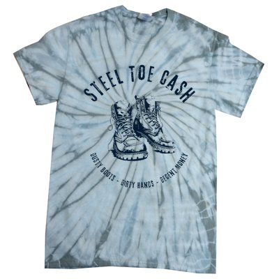 Steel Toe Cash Blue Collar American Workers Tie-Dye T-Shirt