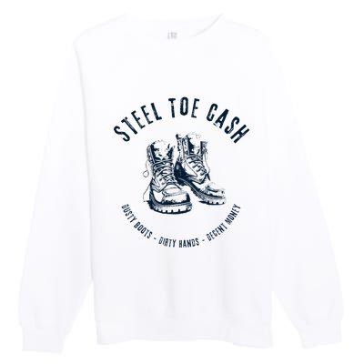 Steel Toe Cash Blue Collar American Workers Premium Crewneck Sweatshirt