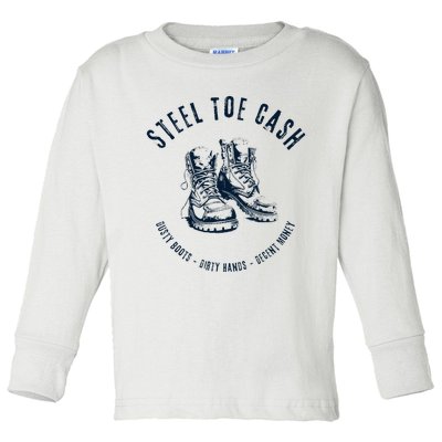 Steel Toe Cash Blue Collar American Workers Toddler Long Sleeve Shirt