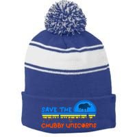 Save The Chubby Unicorns Great Gift Stripe Pom Pom Beanie