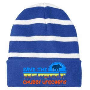 Save The Chubby Unicorns Great Gift Striped Beanie with Solid Band