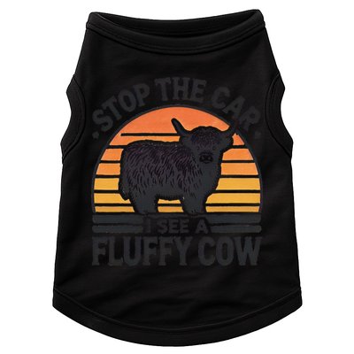 Stop The Car I See Fluffy Cow Retro Highland Cow Lover Funny Doggie Tank