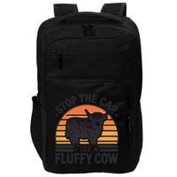 Stop The Car I See Fluffy Cow Retro Highland Cow Lover Funny Impact Tech Backpack