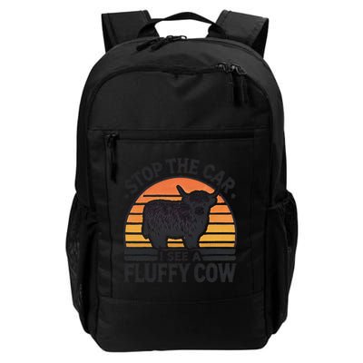 Stop The Car I See Fluffy Cow Retro Highland Cow Lover Funny Backpack