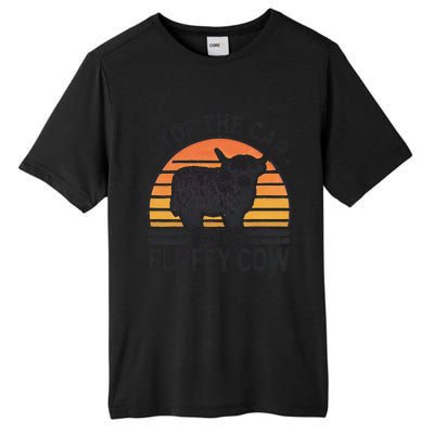 Stop The Car I See Fluffy Cow Retro Highland Cow Lover Funny Tall Fusion ChromaSoft Performance T-Shirt