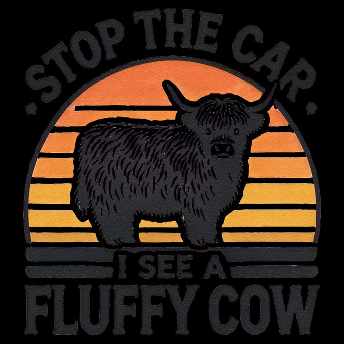 Stop The Car I See Fluffy Cow Retro Highland Cow Lover Funny Bucket Hat