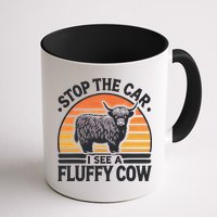 Stop The Car I See Fluffy Cow Retro Highland Cow Lover Funny Mug