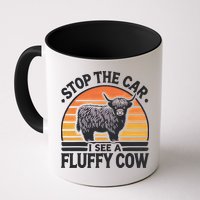 Stop The Car I See Fluffy Cow Retro Highland Cow Lover Funny Mug